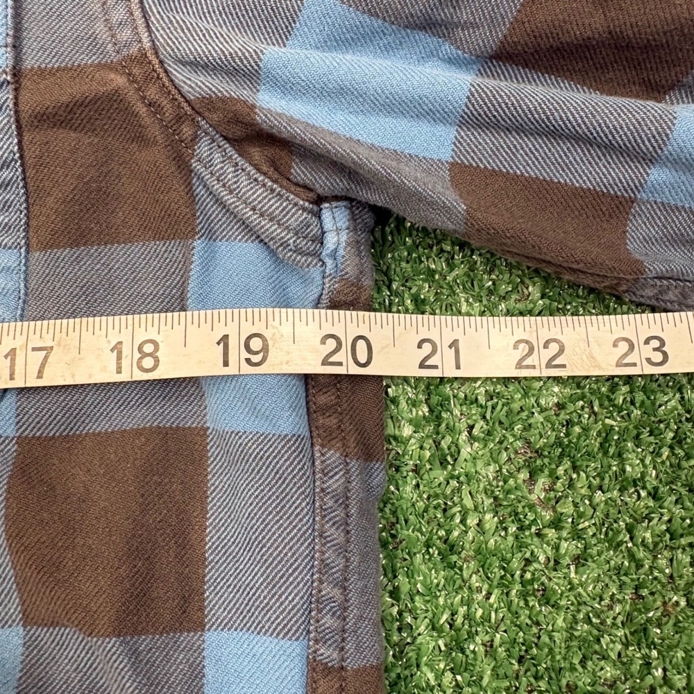 Vintage J. Crew Flannel Shirt Brown Blue Plaid - Picture 6 of 6